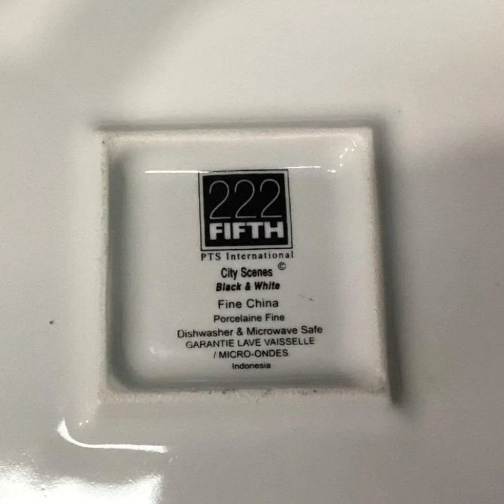 222 Fifth City Scenes Salad Plates, Set of 2, Vintage Square Dishes, Tableware
